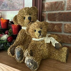 Rare Vintage 1978 Heavy Teddy Bears with Blue Eyes Sitting Decor Collectible